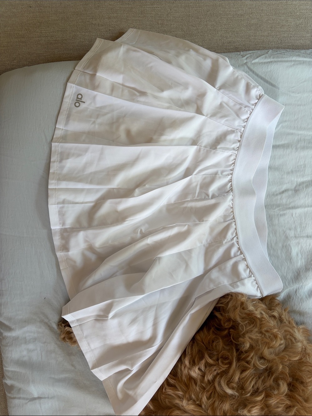 ALO Yoga White Pleated Mini Skirt
